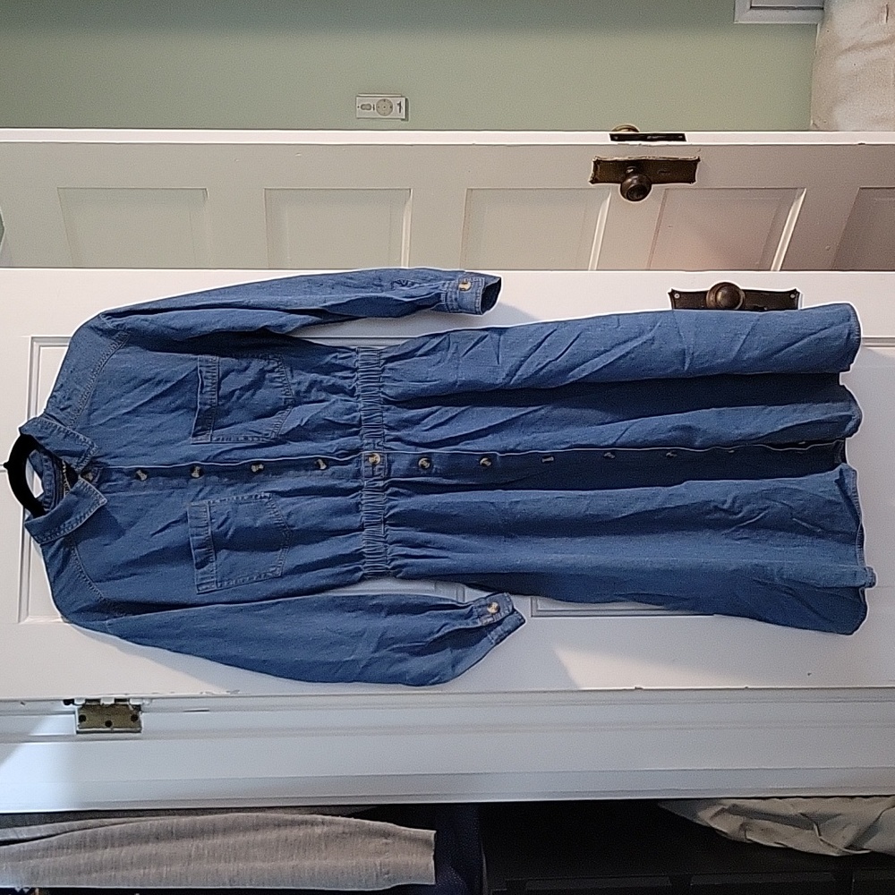 Vintage Forenza Denim Chambray Midi Shirtdress - L